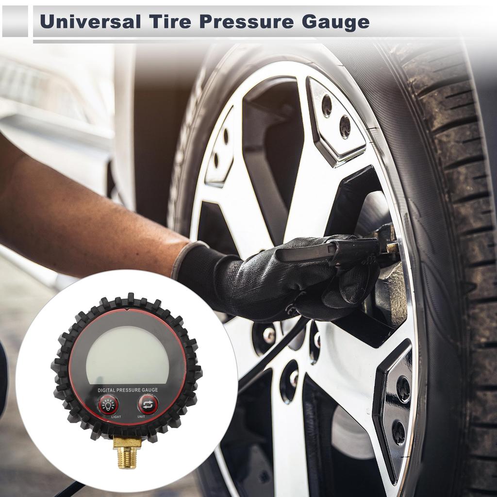RATCHROLL 1 Pc Universal Tire Pressure Gauge 255PSI 2.76" Digital Pressure Gauge No
