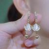 Vintage design opal ginkgo biloba stud earrings femininity personality Internet celebrity earrings earrings