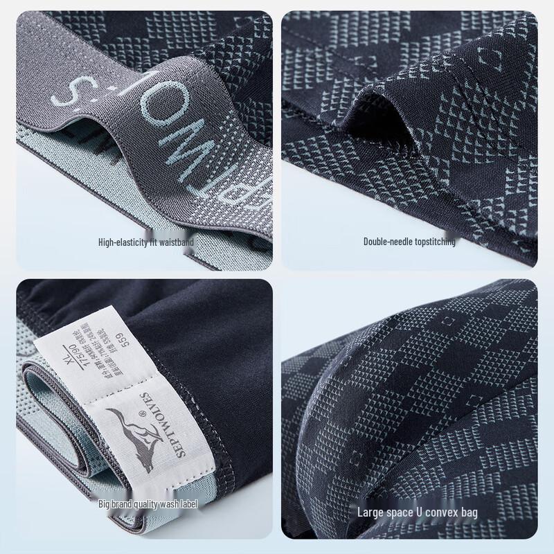 Seven Wolves Herren Antibakterielle Atmungsaktive Boxerbriefs 3er-Pack