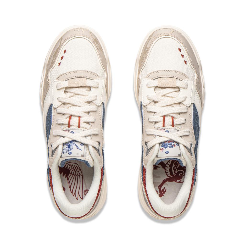Li Ning Yue Bai 3 Versatile Retro Fashion Classic Trend Thick Sole Sneakers Non-Slip Shock Absorbing Durable Low-Top Skate Shoes AGCV078-11