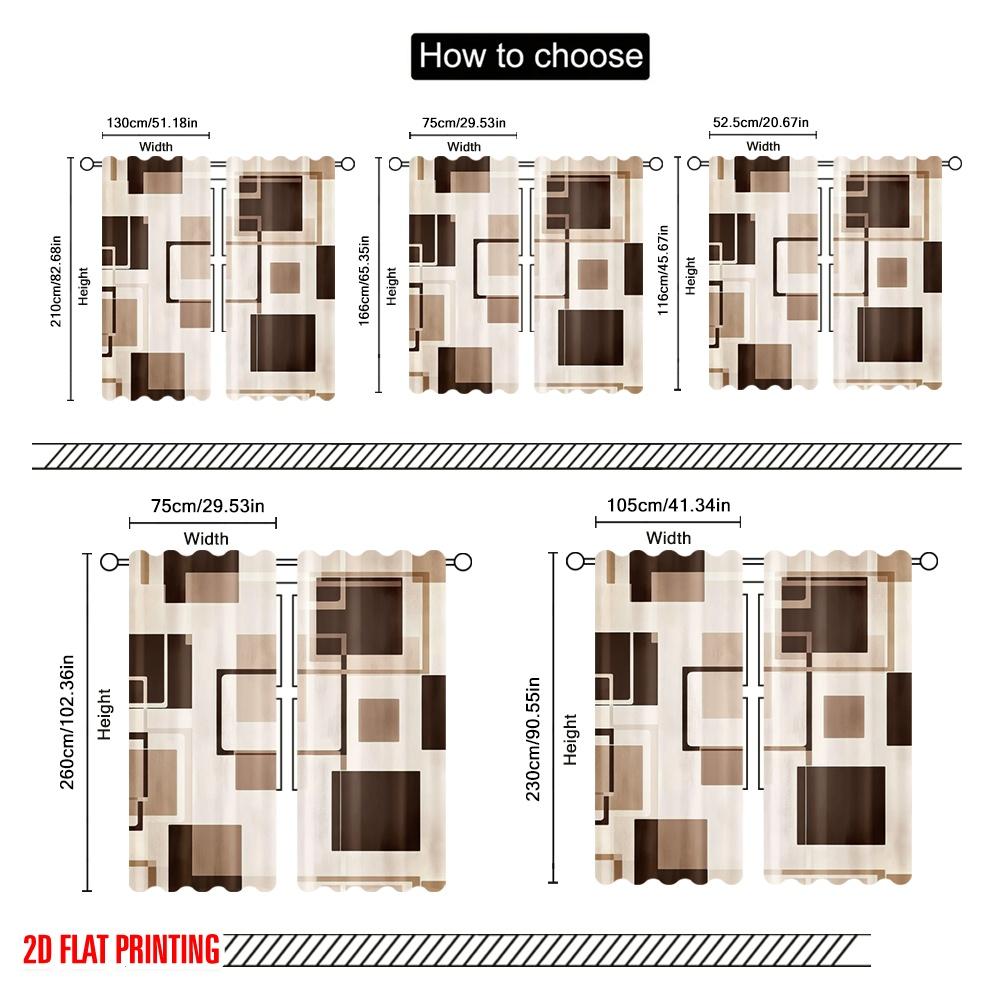 2pcs  2D plane printing Light Filtering Curtains Geometric Symmetry Durable Polyester (without rod) Art Deco Festive Ldeal for