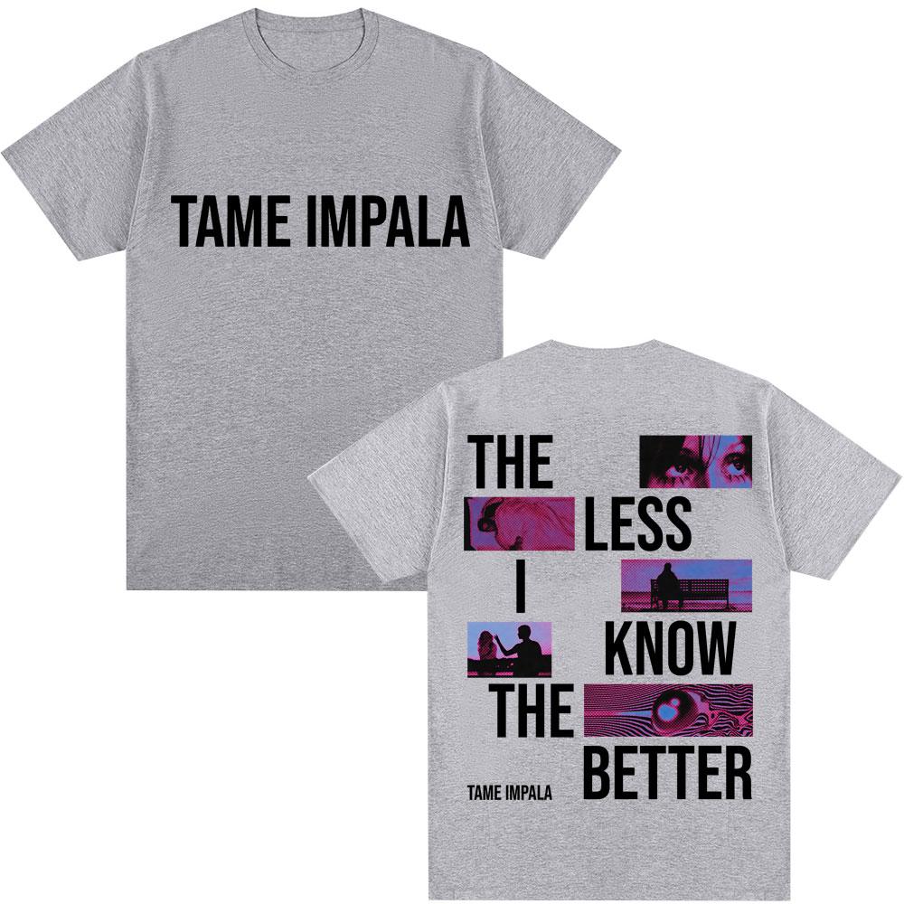 Rockband Tame Impala The Less I Know The Better T-Shirt Herren Vintage Hip Hop Gothic T-Shirts Baumwolle Lässig Übergroßes T-Shirt