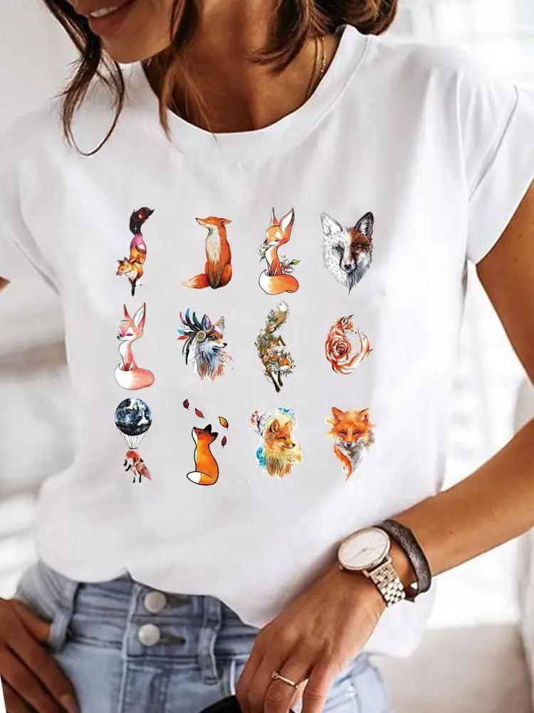 Fashion Short Sleeve Casual Tshirts Clothes Women FeUnisex Watercolor Make Up Flower Summer Clothing Ladies Print Graphic Tee