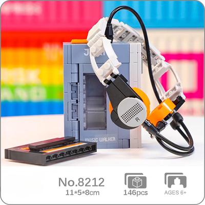 8212 kaseta muzyka Walkman magnetofon piosenka Radio słuchawki maszyna Mini klocki cegły zabawki do budowania dla dzieci bez pudełka