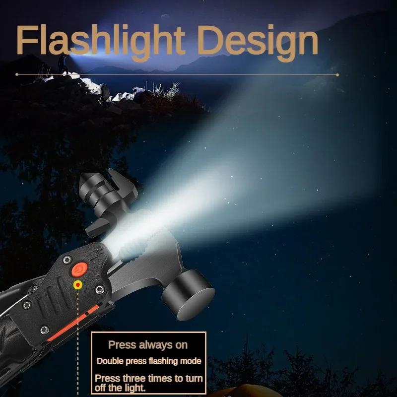 Ciocanul Multifuncțional de Exterior Are Funcție de Lanternă și Este Extrem de Puternic.