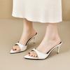 Fashion Summer Women High Heels Sexy Pointed Stiletto Heels Slippers Fashion Patent Leather High-heeled Slippers for Women Mules Slides