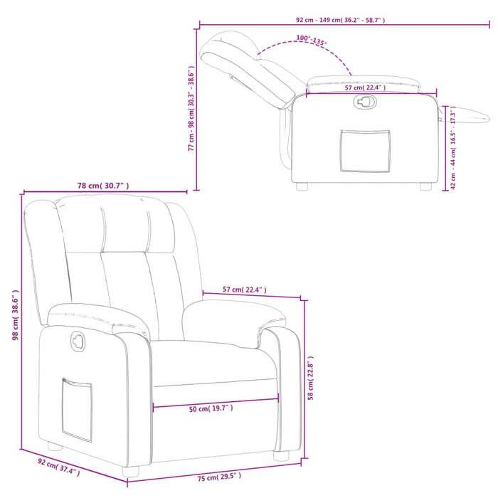 VidaXL Fauteuil Inclinable, Chaise avec Repose-pieds, Siège avec Dossier et Accoudoirs, Meuble de Salle de Séjour, Moderne, 373575