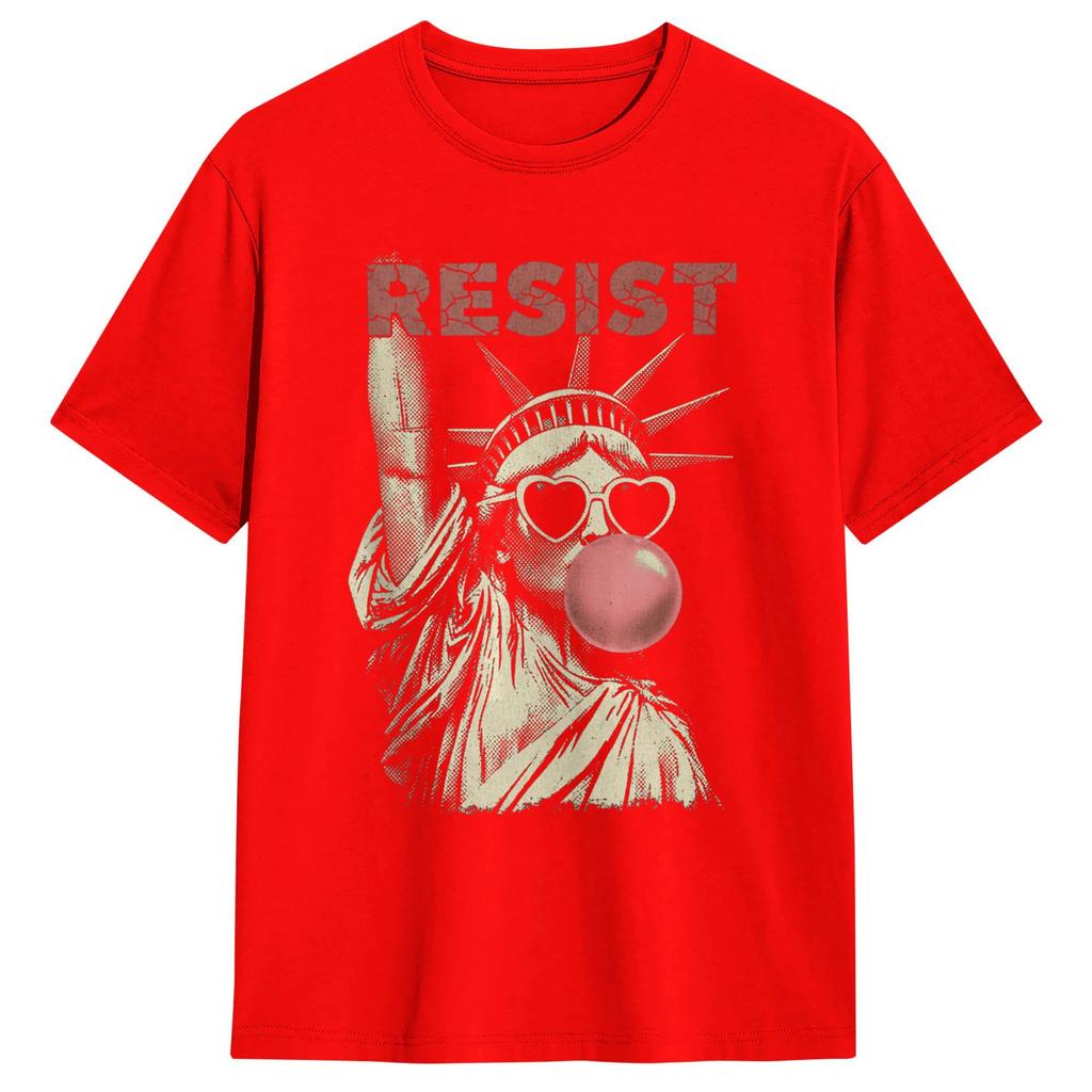 Resist Statue Liberty Bubblegum Equality Retro Edgy Protest TShirt Unisex Cotton Tees O Neck Short Sleeve T Shirt New Arrival Tops