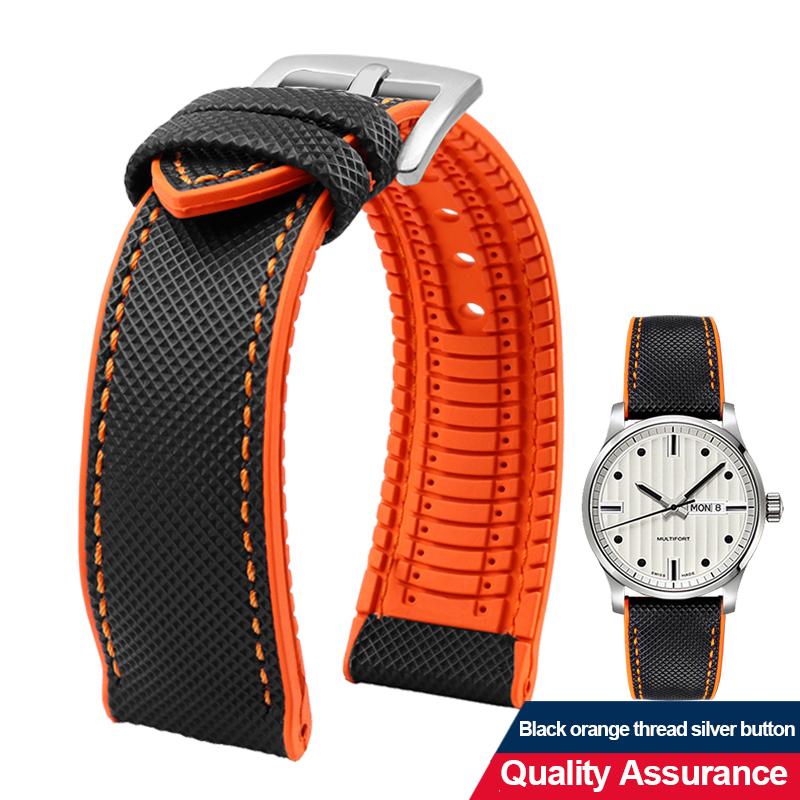 12 color high quality rubber Watchband 20 21 22 23mm 24mm for men and women watchstrap accessories Black red orange yellow Green