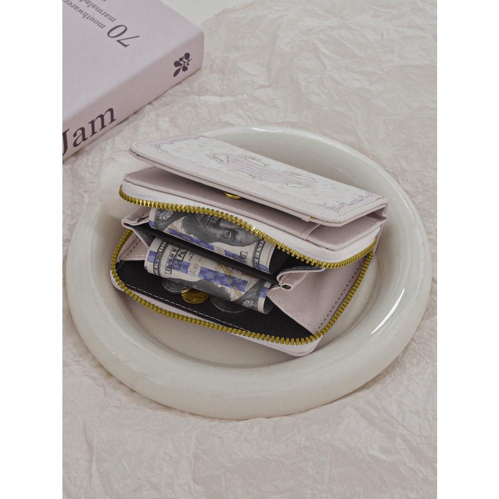 Bunny Design Women Short Trifold Zipper Wallet Business Casual Woman Card Case Gifts Essentials Items For Women Wallet Purse