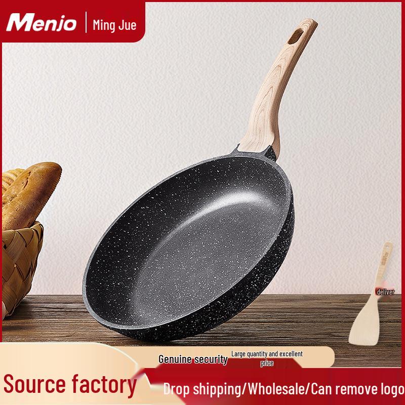 British Maifan Stone Non-Stick Wok: Flat Bottom Pan for Steak, Stir-Fry, and Cooking On Induction and Gas Stoves
