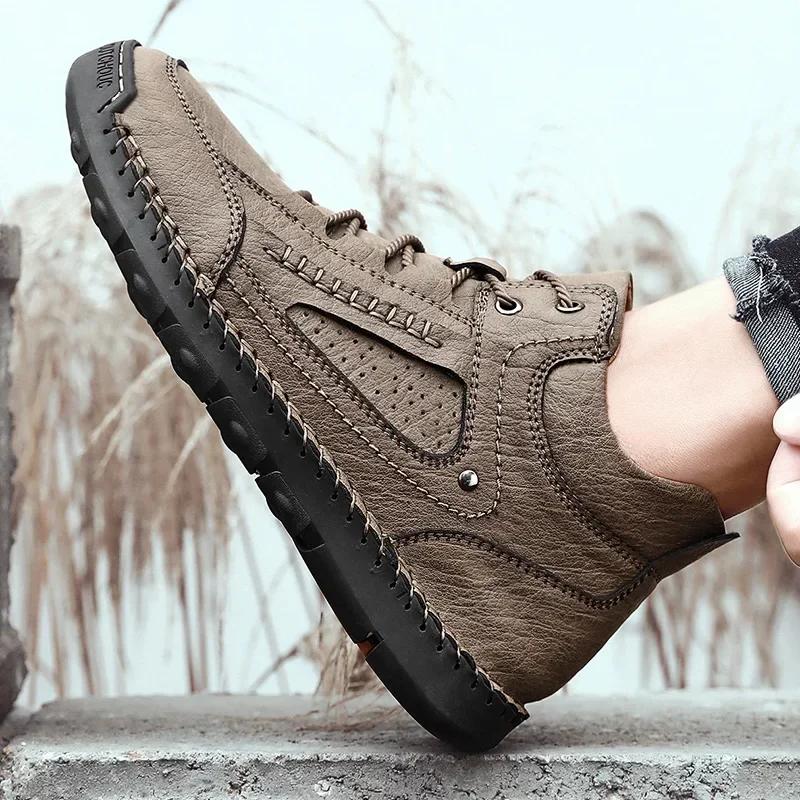 Fashion Classic Genuine Leather Winter Boots for Men Outdoor Shoes for Mountain Trekking Warm Handmade Retro Boot Leisure Hiking