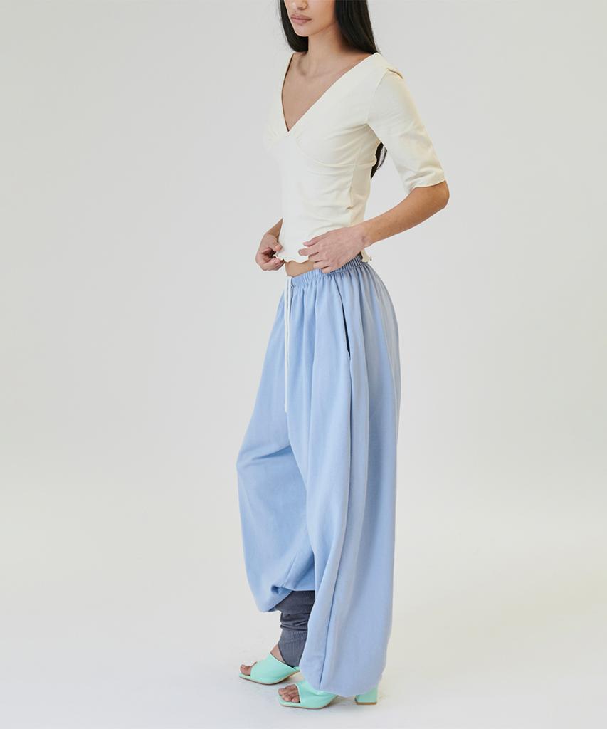 Peulojegteuweibeu Shirring Color Banding Pants [Sora]