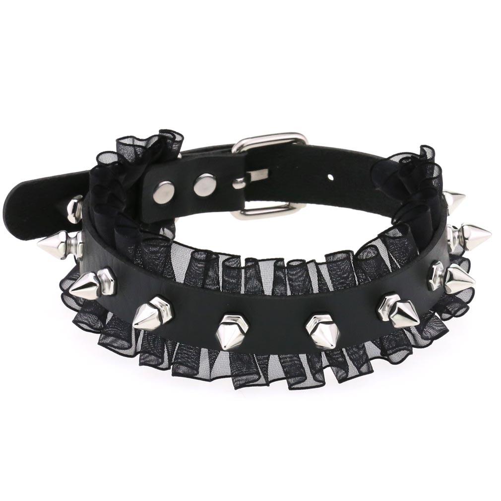 DIEZI Punk Black Lace Leather Choker Torques Necklace For Women Men Harajuku Gothic Sexy Cirle Heart Collar Necklace Jewelry