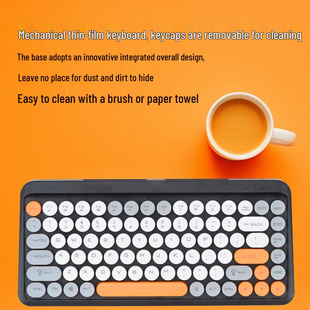 T968 Retro Wireless Punk Keyboard & Mouse Set - Colorful 2.4G Hot Sale