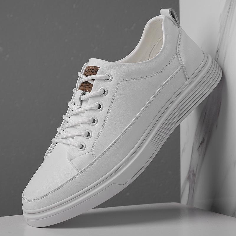 Retro board shoes men's season lace-up round head business casual men's shoes versatile little white shoes