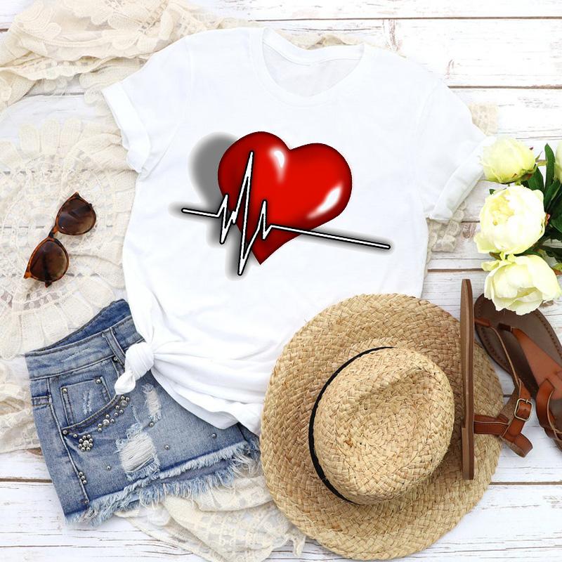 Fashion Women T-Shirts Graphic Baseball Basketball Heartbeat Tops Femme Tshirt Harajuku Summer O-Neck Casual Tee Ladies Clothing
