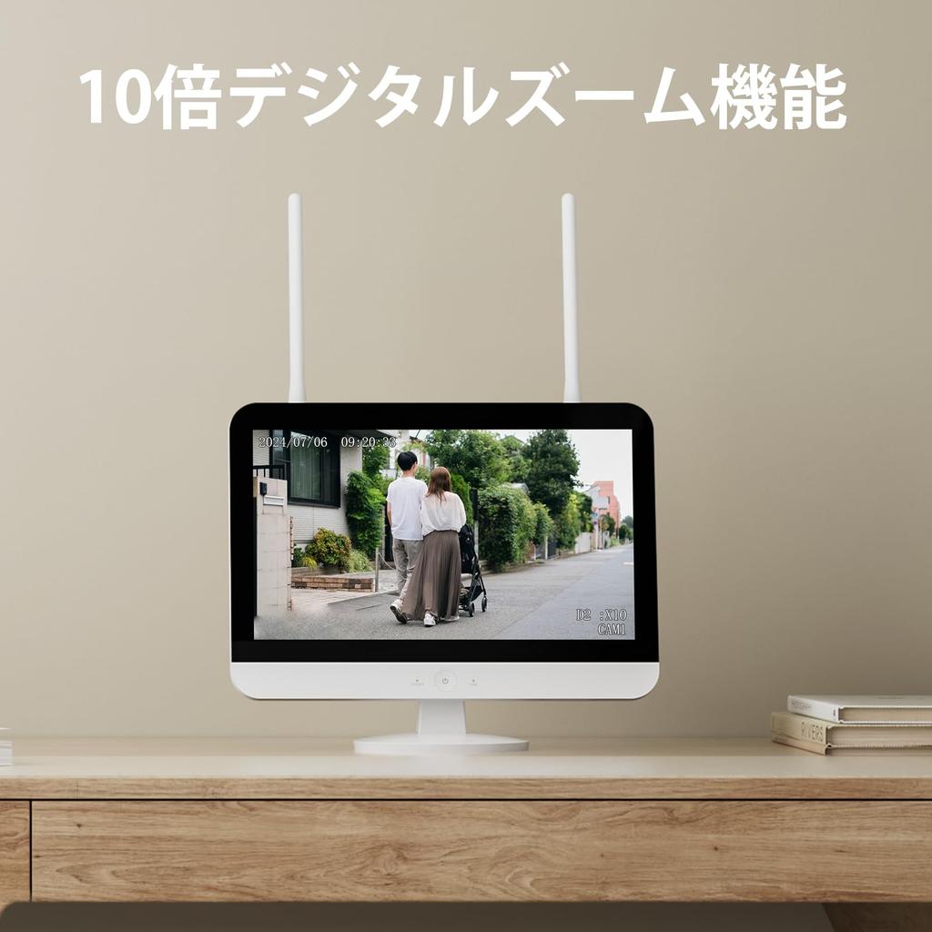 Hiseeu Wireless Security Cameras with Dual and Set of 4 Wireless Cameras with LCD Monitor and Integrated Expandable To 10 Remote IP66 AI Motion