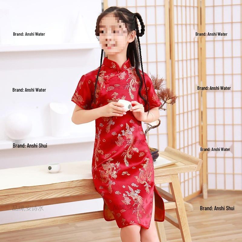 Children's Summer Retro Qipao - Elegant Chinese Princess Dress for Little Girls