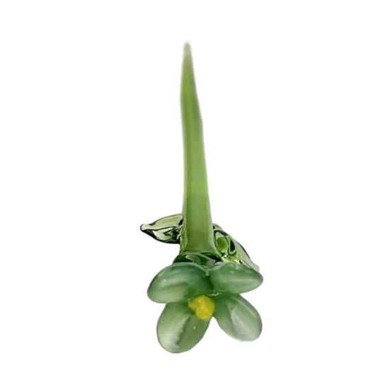 Handmade Glass Flower Decoration with Stem Hand-Blown Mini Floral Plants Figurine Home Living Room Office Table Flower Vase Ornament