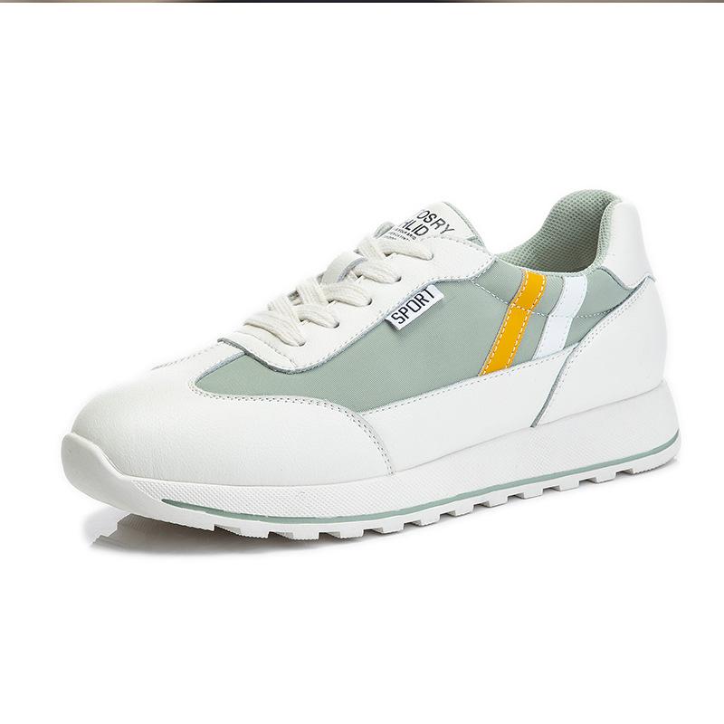 Spring 2025 New Leather Single Shoes Women's Sports and Leisure Shallow Mouth Leather Women's Shoes Flat Running Breathable White Shoes