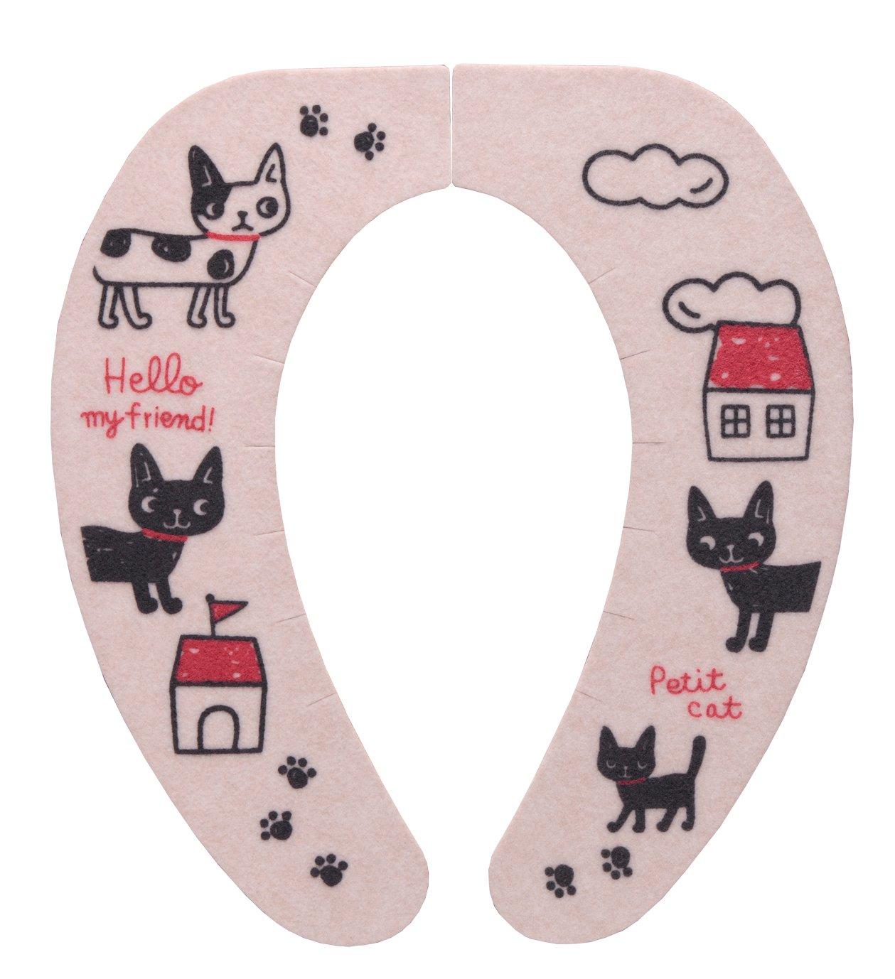 

in Sanko Toilet Toilet Seat Cover Toilet Seat Walk Cat Adsorption Just Put It [Made Japan, Deodorizing, Washable] Non-Slip KE-19