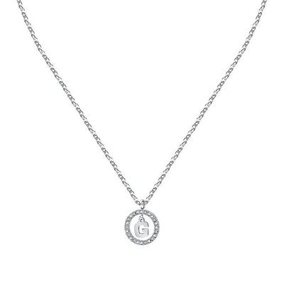 Letter G Steel Necklace With Clear Crystal LPS10ASF15 For Women