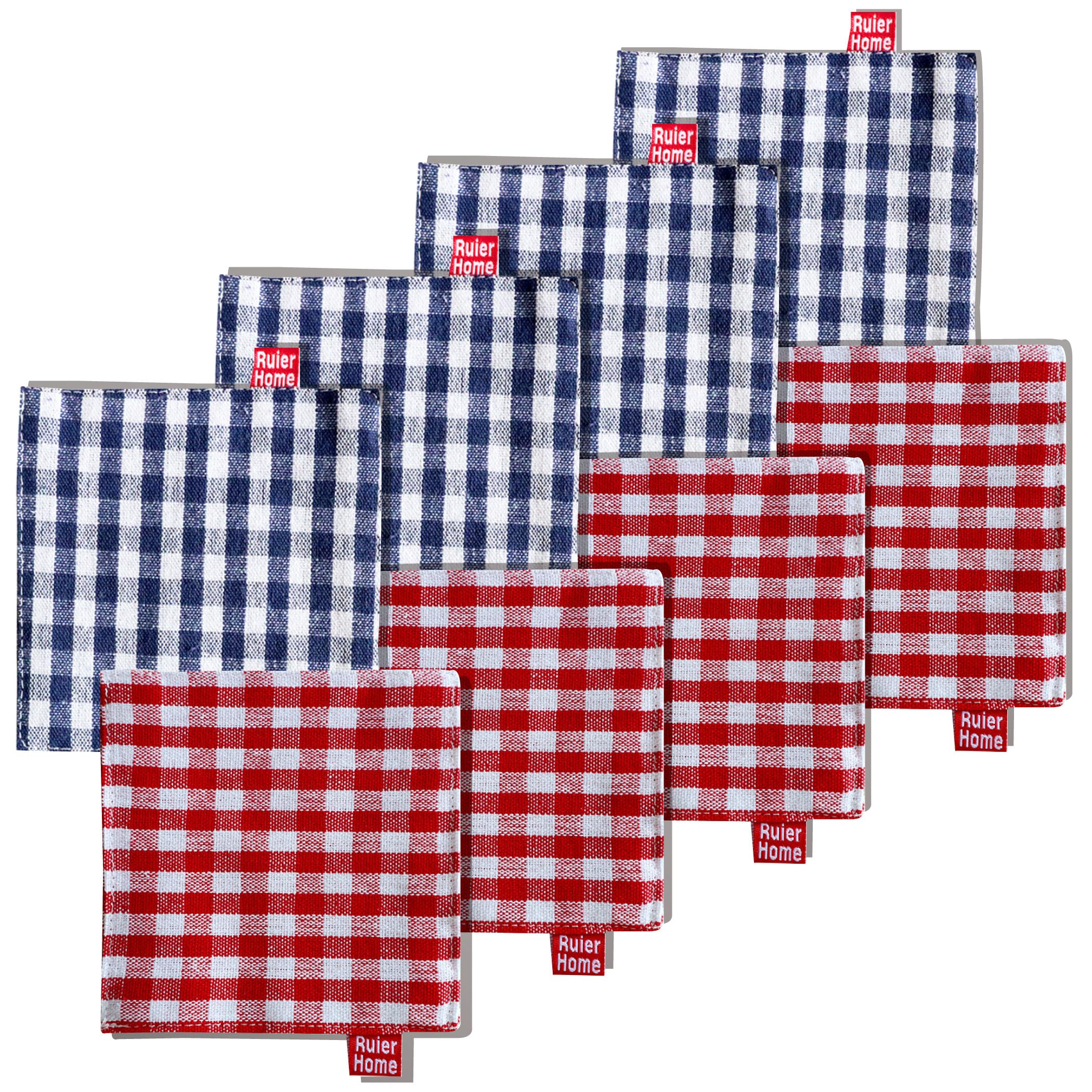 

HAMILO Stylish Fabric Checkered Mug 2 Set of 8 Coasters, Colors,
