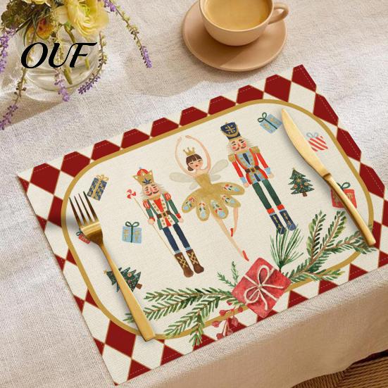 Noel Masası Matı için Dekoratif Yemek Matları, Isıya Dayanıklı Yapay Keten Peçete, Kaymaz Dekor Yıkanabilir Tatil Partisi Isıya Dayanıklı Pedler