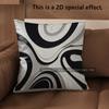 2D Abstract Black & White Patterned Throw Pillows Pattern Cushion Cover Suitable For Sofa Bedroom Car Pillow Cover