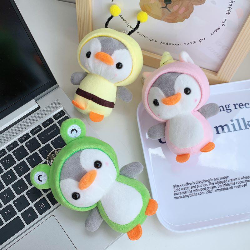 Animais de Pelúcia Fofos Pinguim Boneco Chaveiro Brinquedo de Pelúcia Pinguim Pequeno se Transforma em Dinossauro Sapo Boneco Chaveiro Pingente de Bolsa Presente