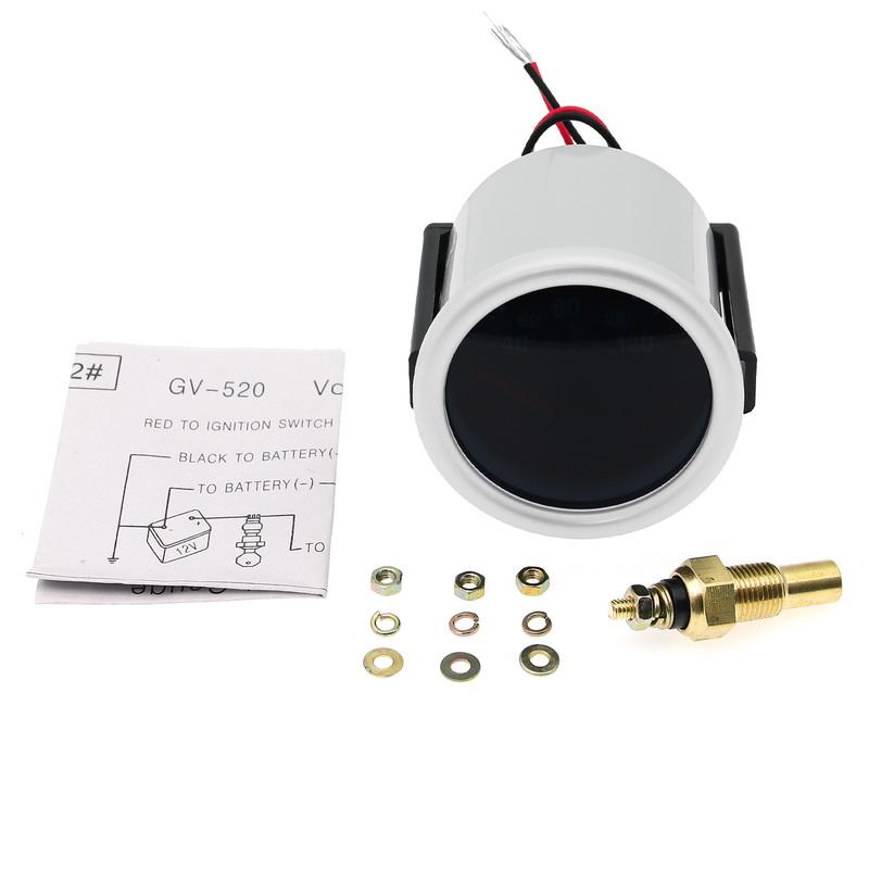 52mm Water Temperature Gauge 40~120 ℃ Water Temp Radiator Temperature Water Temp Joint Pipe Sensor 24MM ~ 40mm Hose Adapter