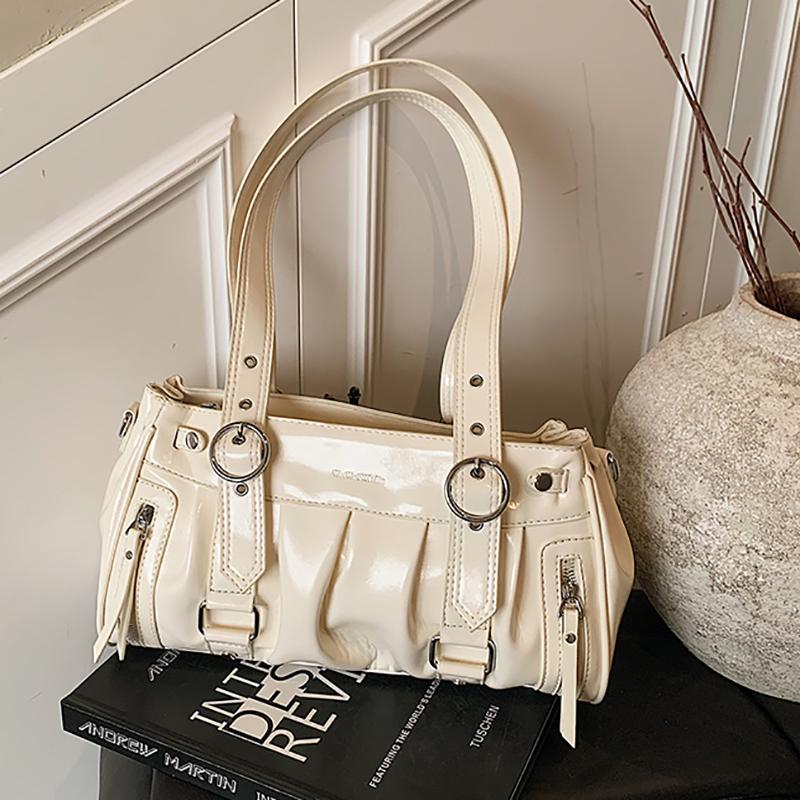 2026 New Street Style Y2K Motorcycle Bag Sweet Cool Shoulder Bag Large Capacity PU Leather Commuter Satchel Casual Handbag