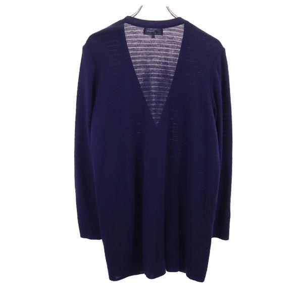 YVES SAINT LAURENT Made in Japan Wool Blend border Long sleeve V-neck knit cardigan Women Used