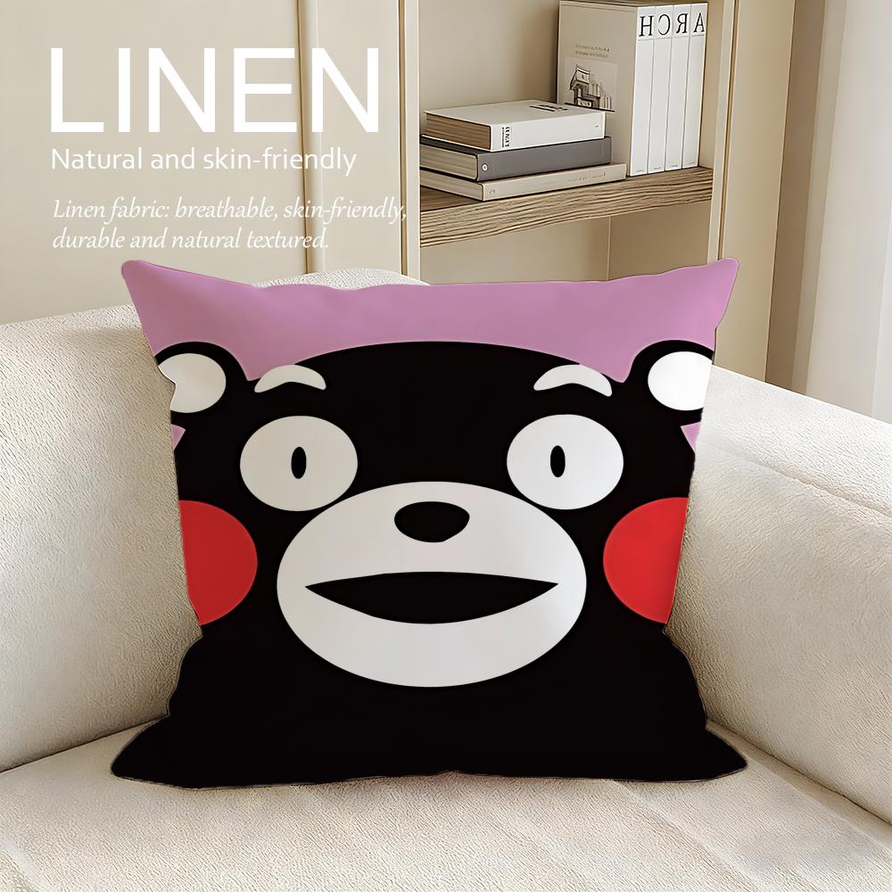 Süßer Kumamon Kissenbezug Leinen Dekorative Kissenhülle Set Stk x x x Atmungsaktiv Waschbar Sofakissenbezug