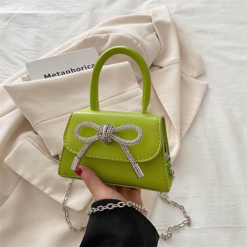 2023 Winter Bow French Textured Shoulder Bag - Stylish Small Square Messenger for Women