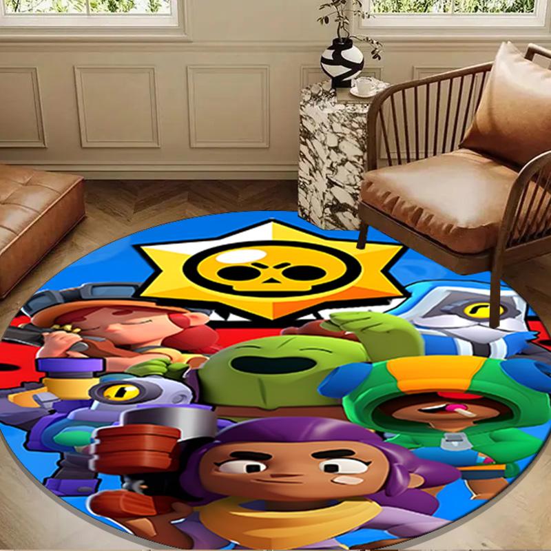 Game Brawl Adventure Heroes Round Rug for Livingroom,Bedroom, Palyroom, Chair Rug, Area Rug, Circle Carpet, Large Size Fan Christmas Gift