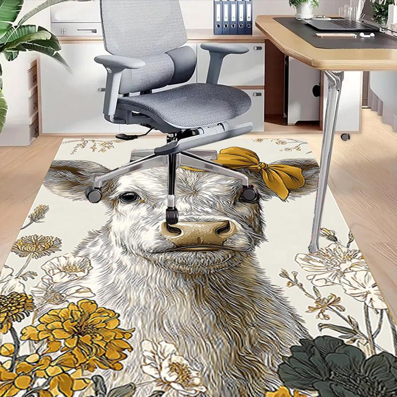 1PC Cow Floral Extra Large Non Slip Floor carpet, Office, family, bedroom Large Area Rug Indoor Rugs, Vibrant Colors