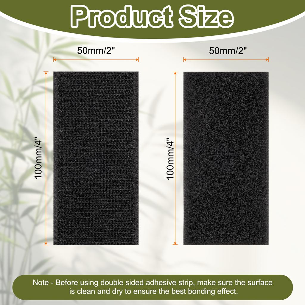 Strong Self-Adhesive Hook and Loop Fastener Tape Rectangle Nylon Sticker Adhesive Tape For Home Office Car DIY Craft Black