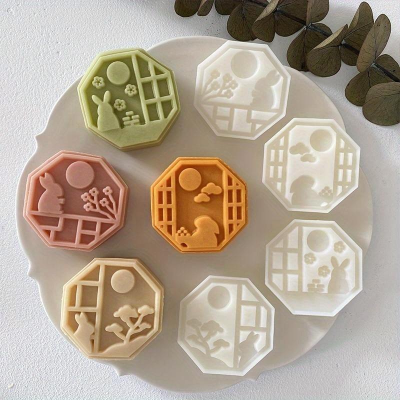 Handmade 3D Rabbit Cake Mold, Reusable and Multi-Purpose Mooncake Mould for Festival Decoration 50g