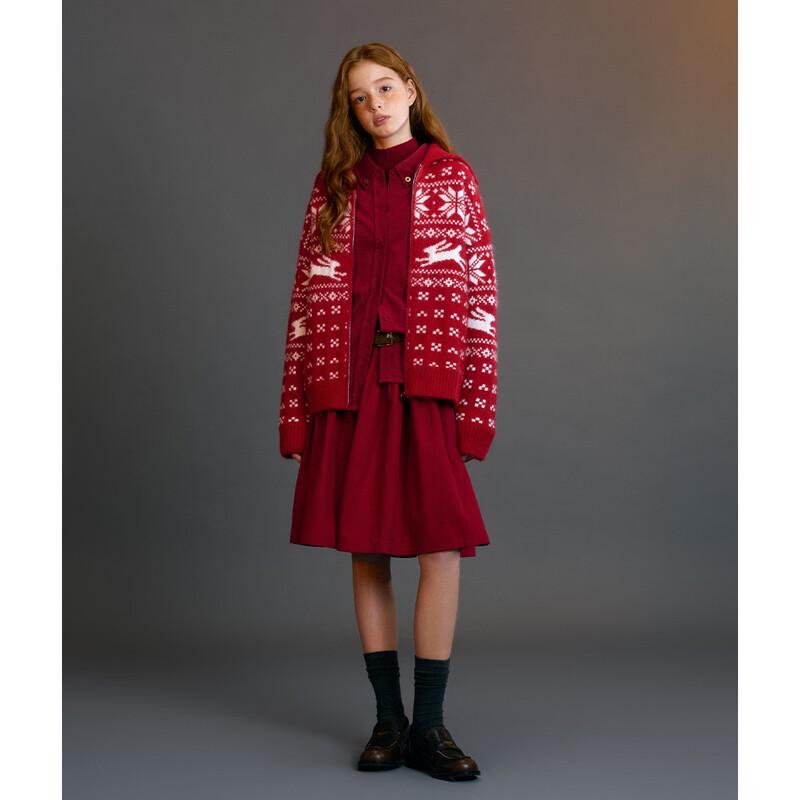 ELLE KIDS Girls' Wide Waist Pleated A-Line Skirt
