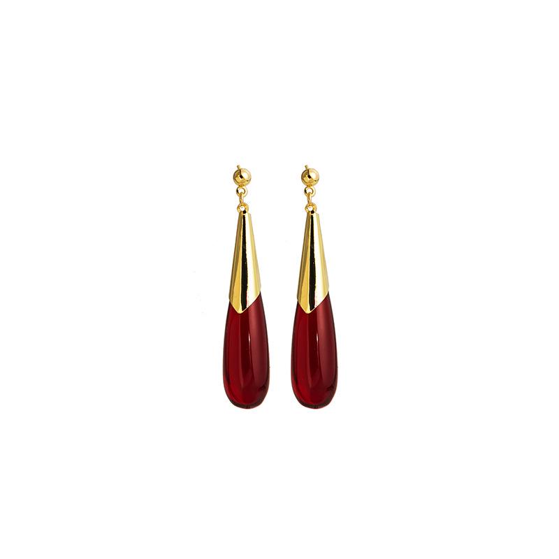 Retro Red Metallic Festive Earrings for Women - Creative, Fashionable, Simple Design Suitable for Engagements, Weddings, and Spring Festivals