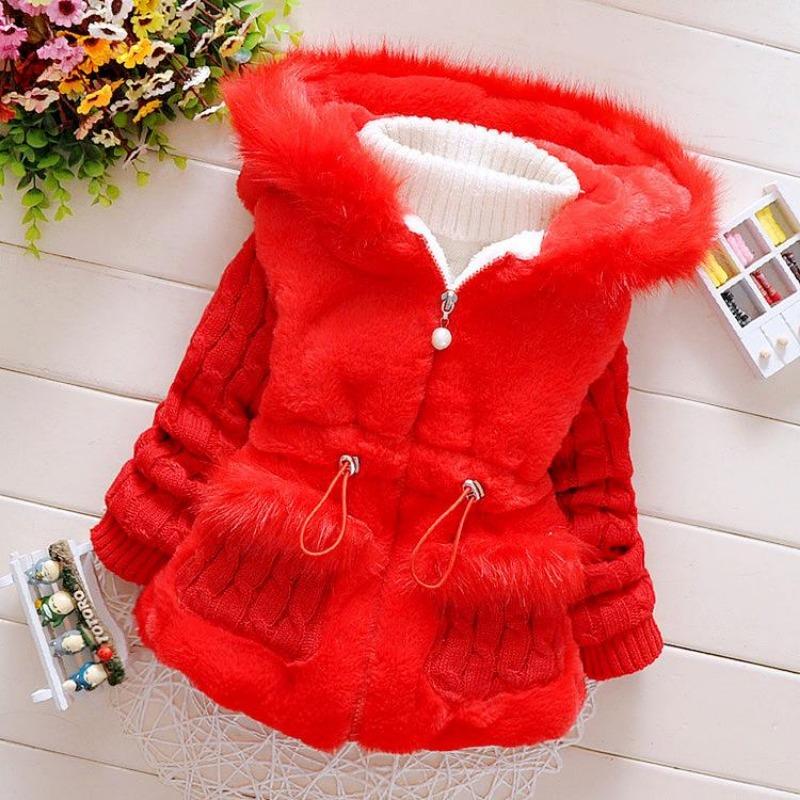 Winter Baby Girls Clothes Cotton Coat Pageant Warm Jacket Snowsuit Fur Hooded Jacket Outerwear