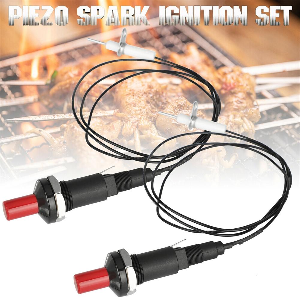 Piezo Spark Ignition Push Button Igniter High Temperature Resistance Easy To Install Gas Grill Kit With Cable black red #1