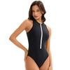 New Zipper One Piece Swimsuit For Women Plus Size Swimwear Solid Bathing Suit Summer Beachwear Swimming Suit For Women 3XL