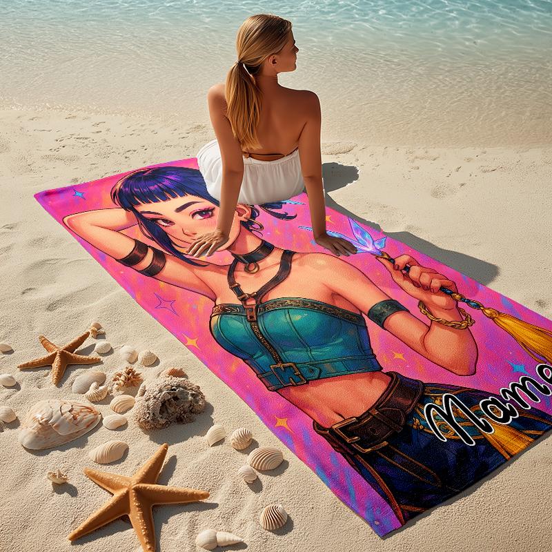 Custom Name Fantasy World Stylish Digital Printing Beach Towel Quick‑Drying Absorbent Blanket for Beach Pool Gym Travel