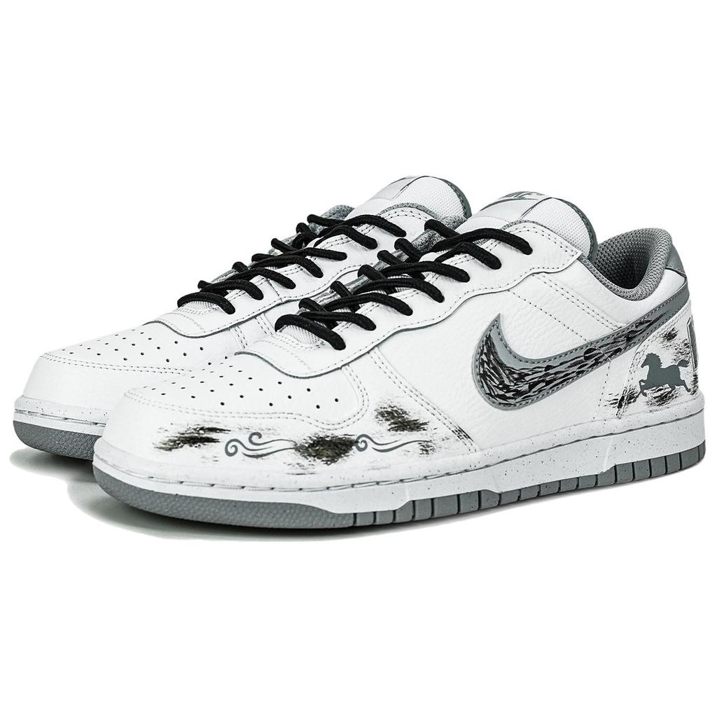 Nike Big Abrasion Resistant Breathable Low Top Skateboard Shoes Men's White 355152-106(Team417-)