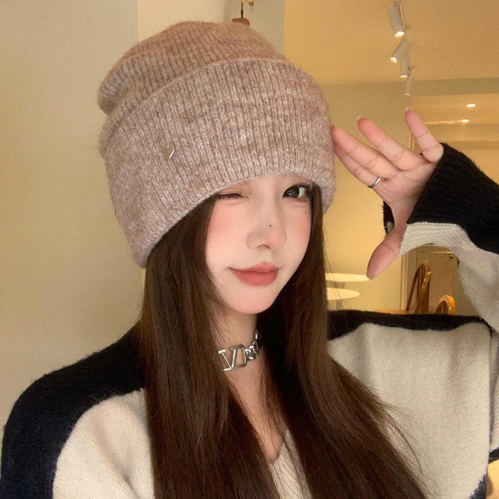 High Version Rabbit Velvet Knitted Wool Hat Women's Autumn and Winter Warm Ear Protection Wool Face Small Pile Cold Hat