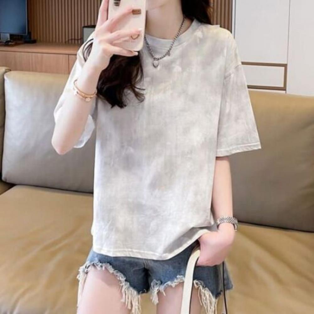 Navava NT2474 Loose FiT PainTing Round Neck T shirT