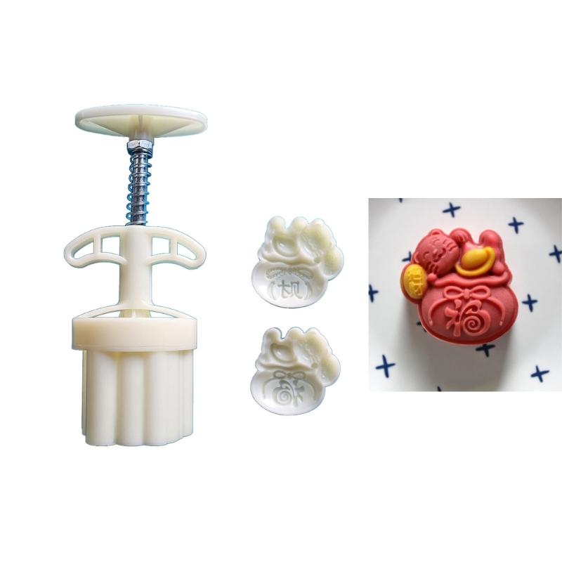 MidAutumn Festival Mooncake Maker Wealth Cats MoonCake Molds Cookie Stamps DIY Hand Press Cookie Dessert Cutter